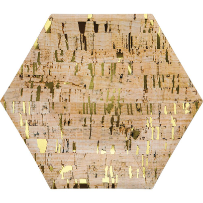 Hexagon Gold Foil Cork Plates - 2 Size Options