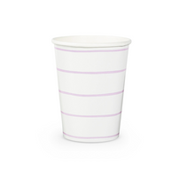 Lilac Frenchie Striped 9 oz Cups, Jollity & Co