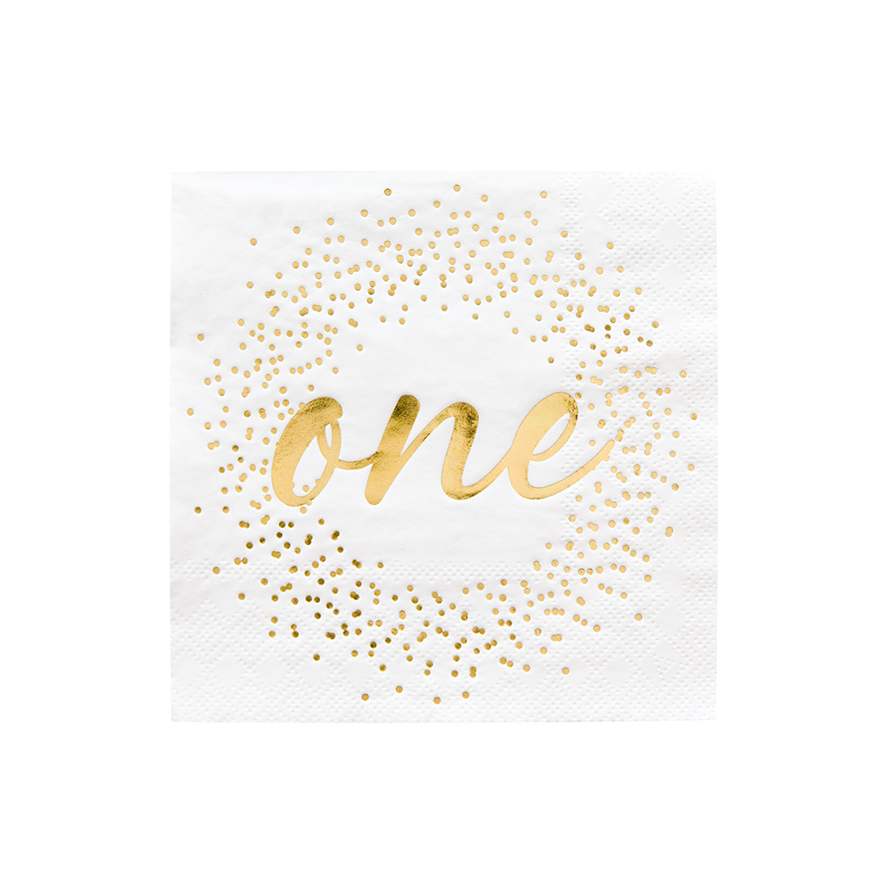 Milestone White Onederland Cocktail Napkins from Jollity & Co