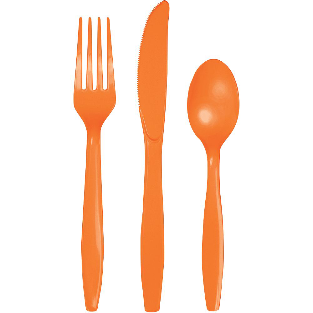 Orange Plastic Flatware, Jollity Co.