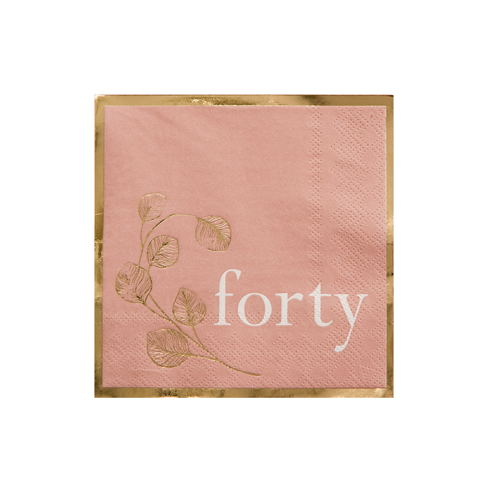 Milestone Blush 40th Cocktail Napkins Styled from Jollity & Co