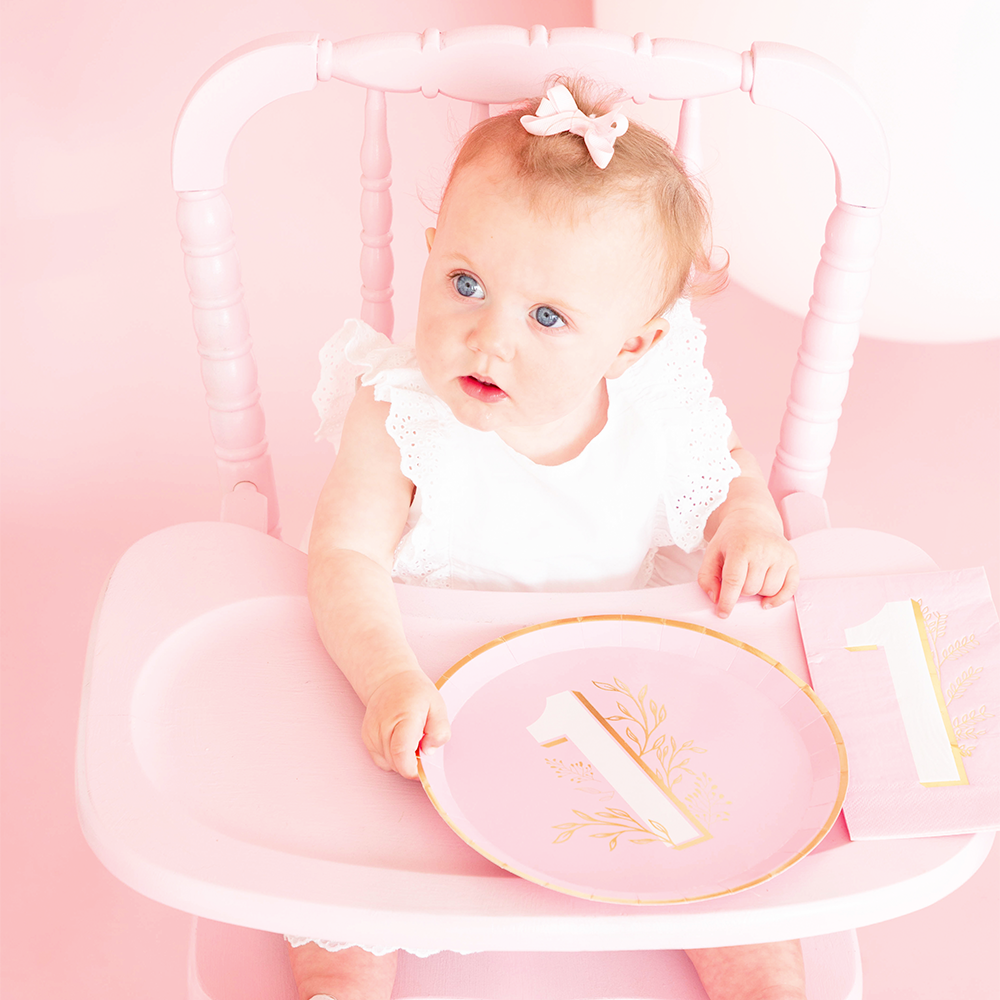 Milestone Pink Onederland Dinner Plates from Jollity & Co