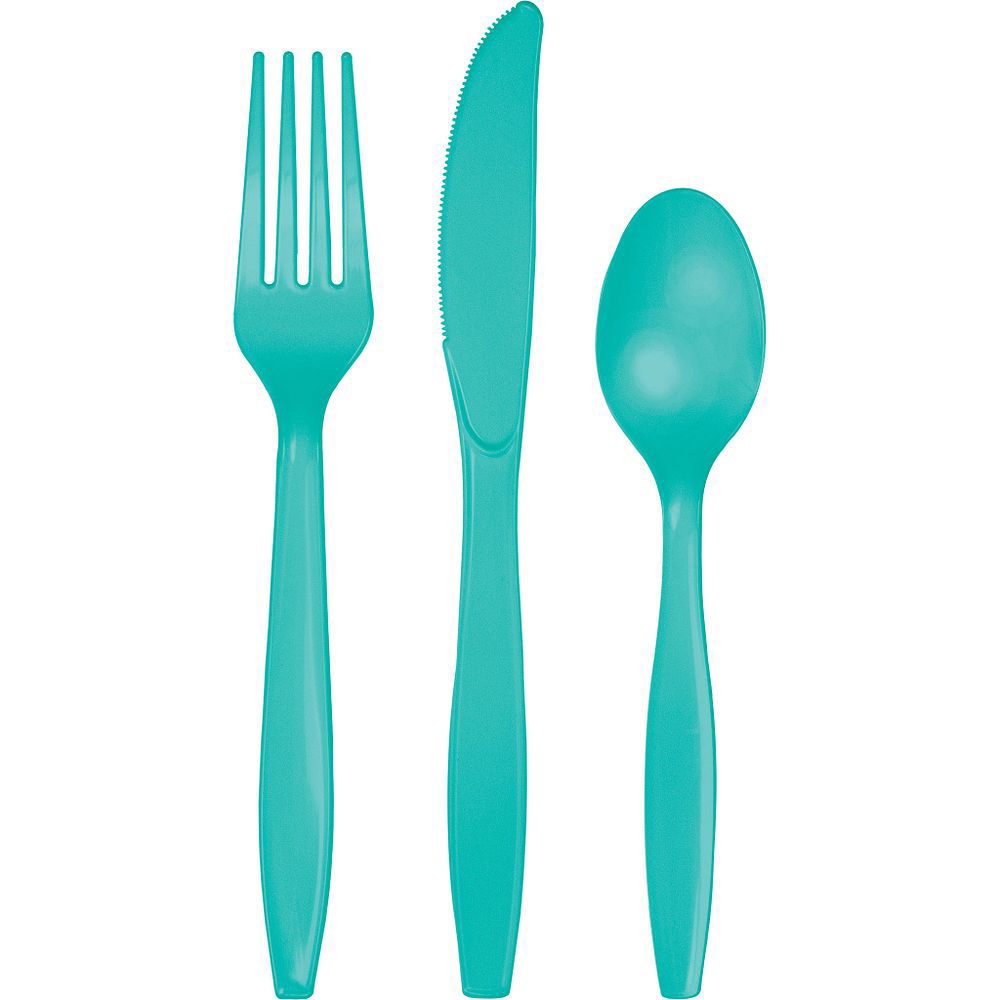 Teal Plastic Flatware, Jollity Co.