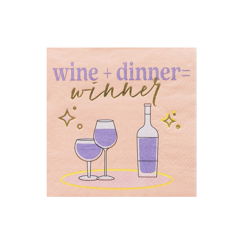 "Wine + Dinner = Winner" Witty Cocktail Napkins from Jollity & Co