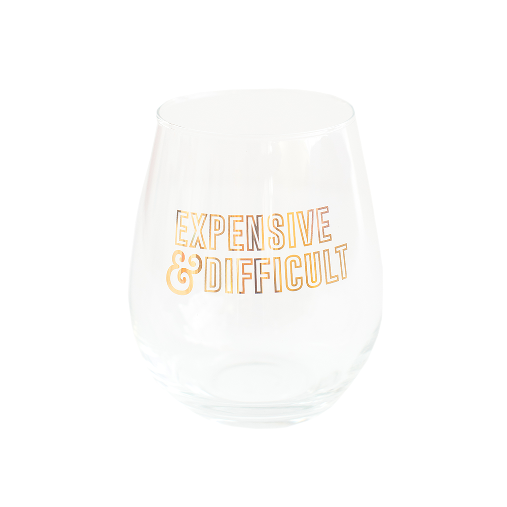 Witty "Expensive & Difficult" Wine Glass, Jollity & Co.