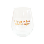 Witty "I love wine and naps" Wine Glass, Jollity & Co.