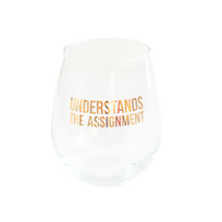 Witty "Understands the Assignment" Wine Glass, Jollity & Co.