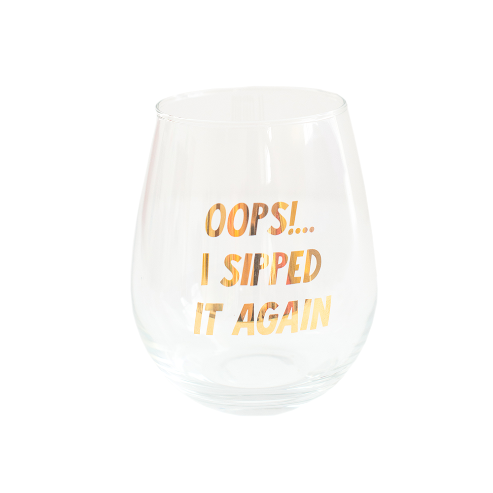 Witty "Oops!...I Sipped It Again" Wine Glass, Jollity & Co.