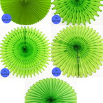 Lime Green Paper Fans, 5 Sizes