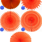 Orange Paper Fans, 5 Sizes