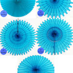 Turquoise Paper Fans, 5 Sizes