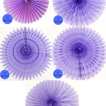 Lavender Paper Fans, 5 Sizes