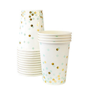 Mint Confetti Pattern Cups