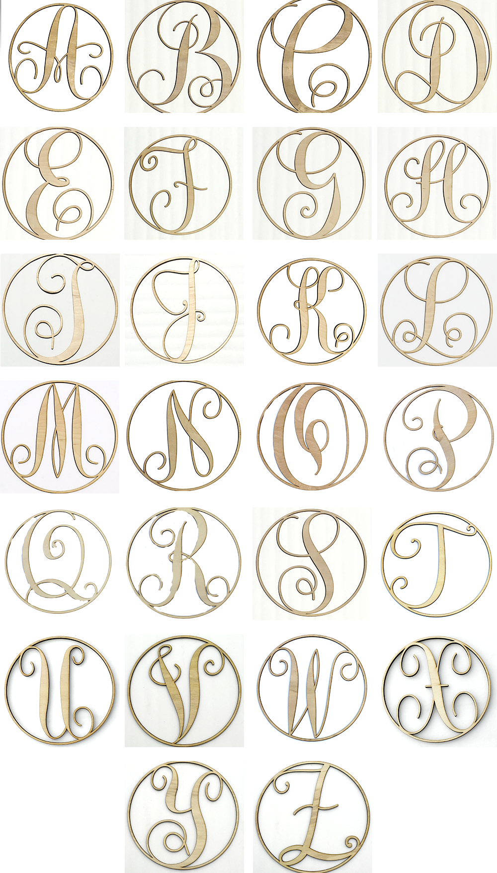 14" Wood Monogram Letters, A - Z
