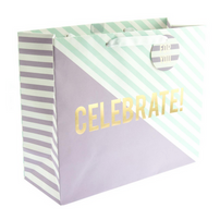 "CELEBRATE" Pastel Stripe Gift Bag