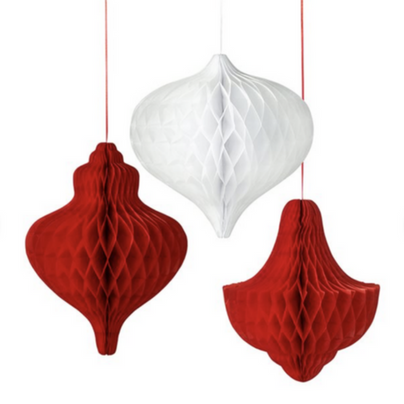 Christmas Honeycombs - Red and White