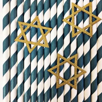 Star of David Paper Straws - Set of 25