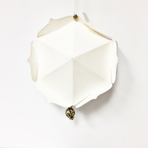 White Origami Circle Fringed Ornament