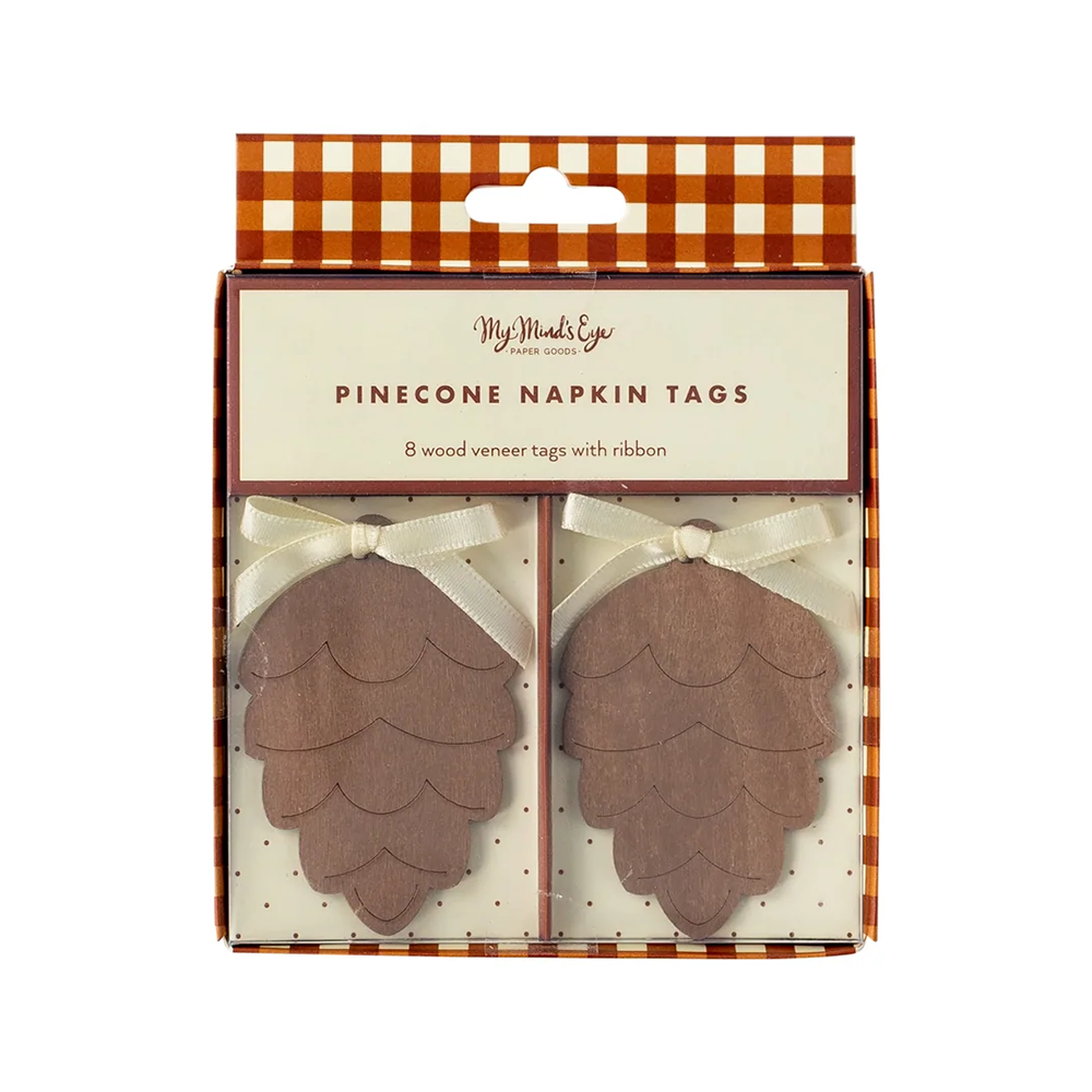 Wooden Pinecone Napkin Tags