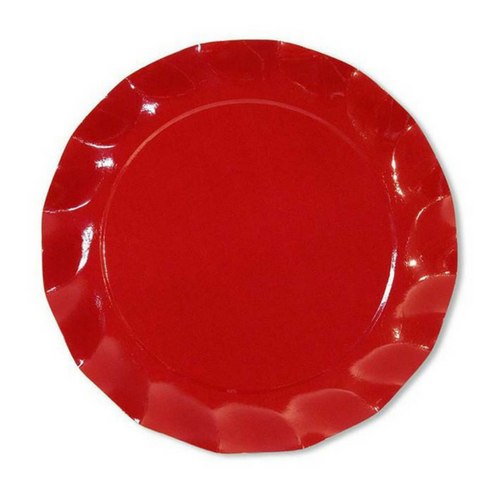 Red ruffled plates