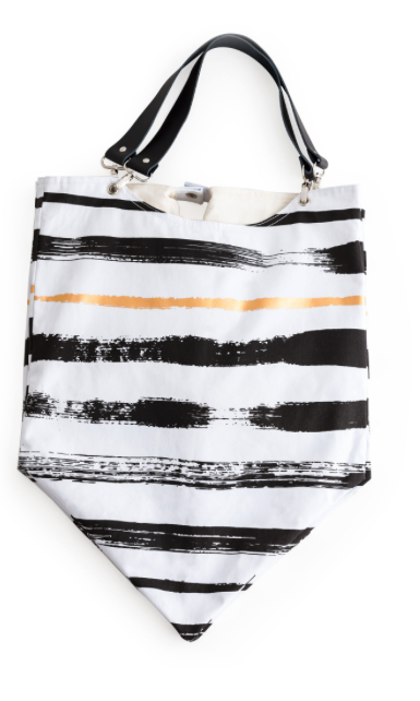Striped Brush Stroke Expandable Tote Bag