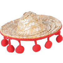 straw and red sombrero hair clip hat