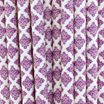 Purple Damask Paper Straws -Set of 25