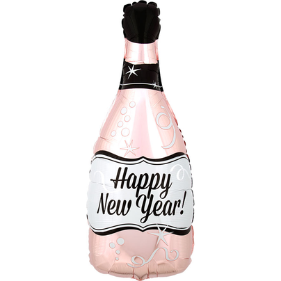18" "Happy New Year" Champagne Foil Balloon - Pink