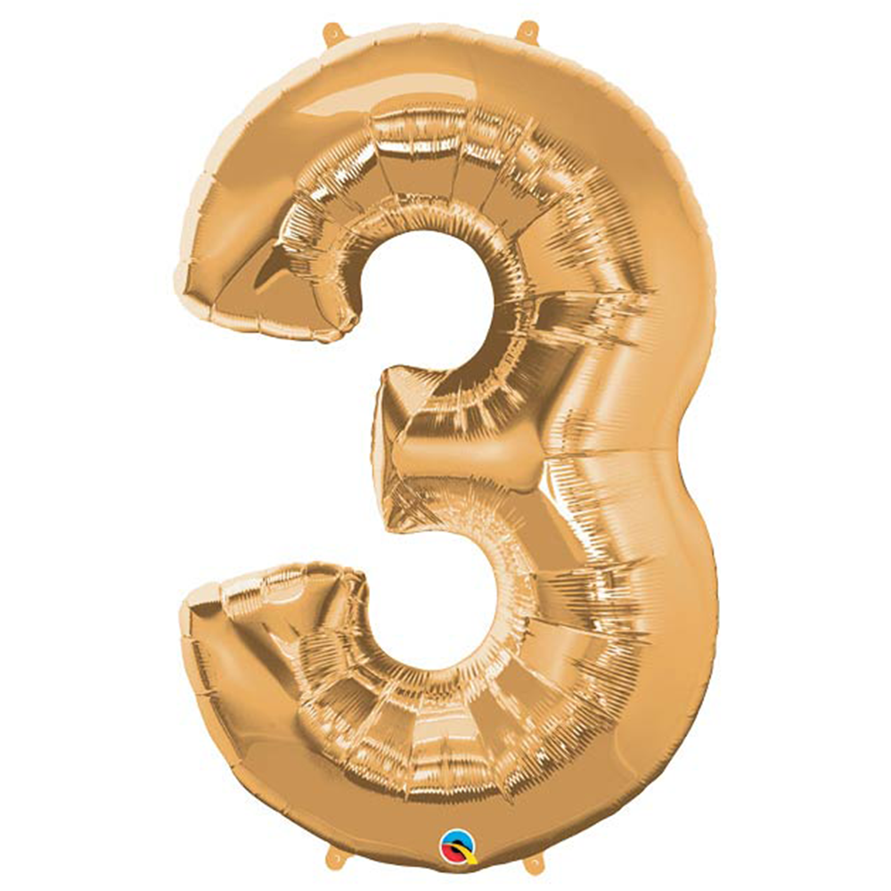 34" Number Balloons, Gold - 10 Options