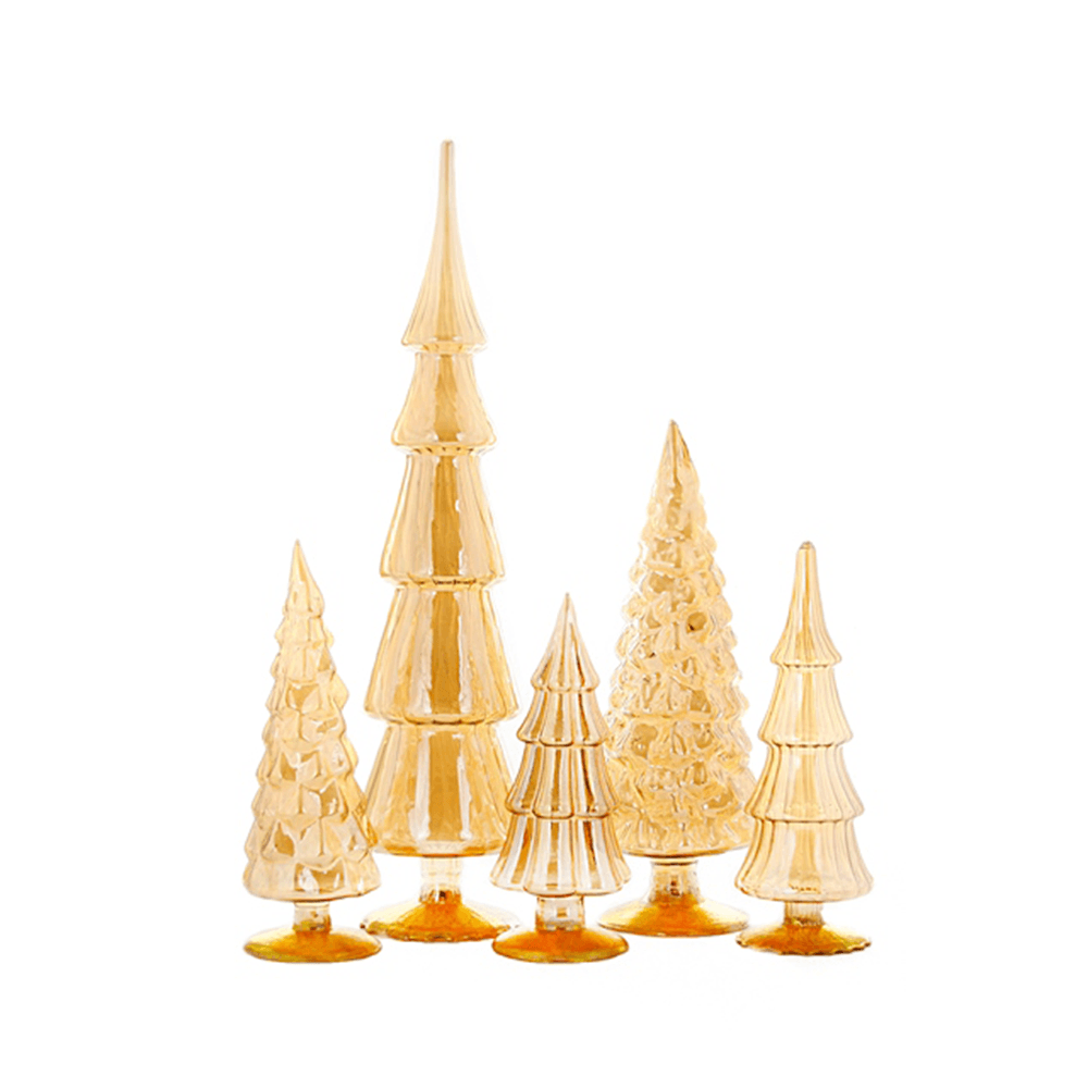 Amber Glass Trees, Set of Five, Jollity & Co.