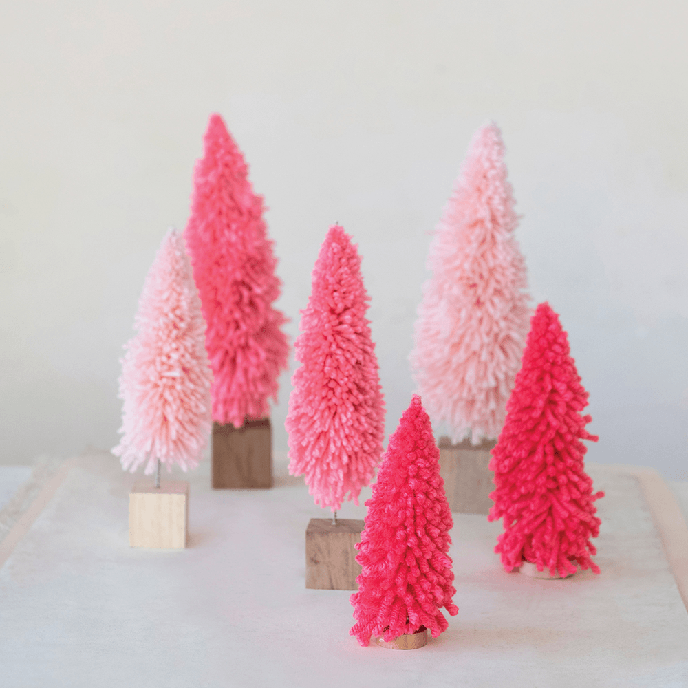 Fabric Yarn Tree w/ Round Wood Base, Hot Pink - 2 Size Options, Shop Sweet Lulu