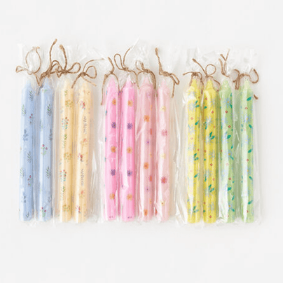 Floral Taper Candle - 6 Color Options