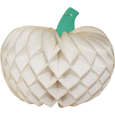Honeycomb Tissue Paper Pumpkin, 10" - Ivory