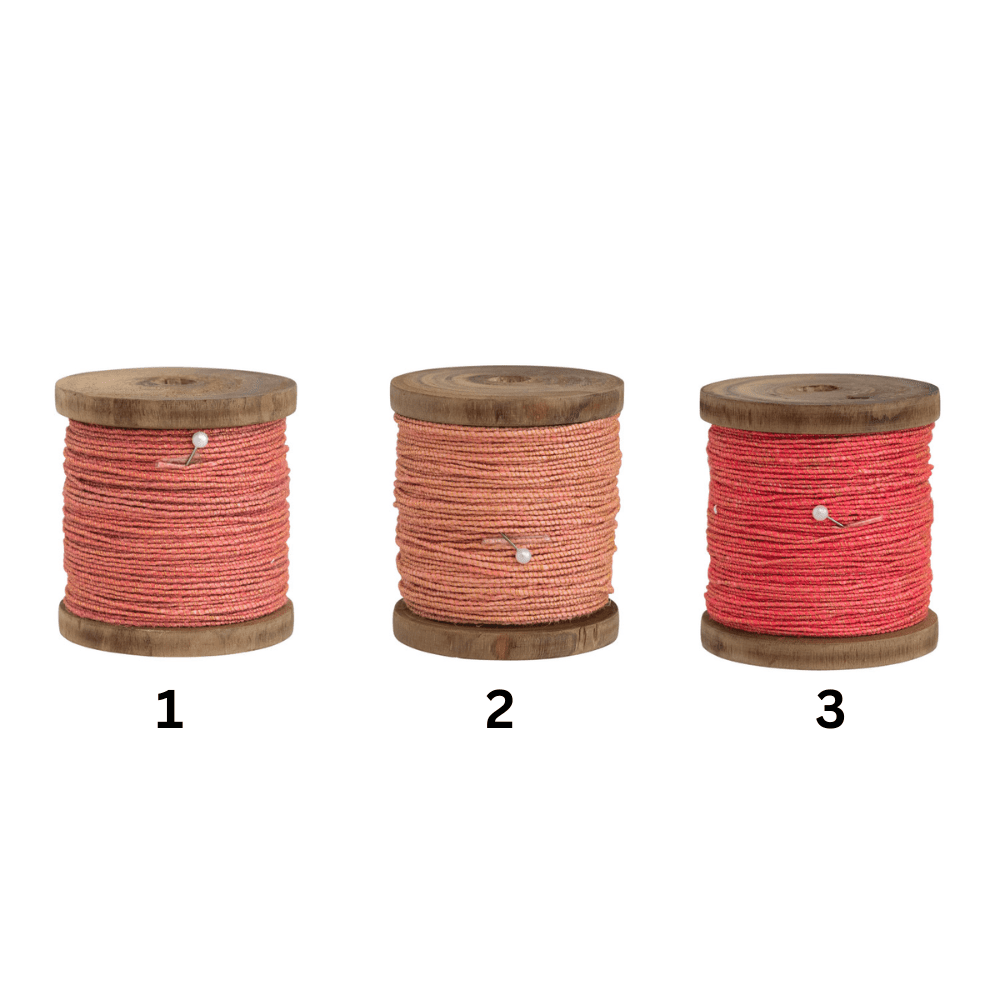 20 Yard Jute Cord w/ Gold Metallic Thread on Wood Spool - 3 Color Options