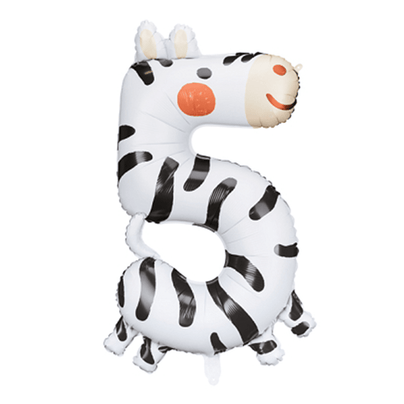 Number 5 Balloon - Zebra