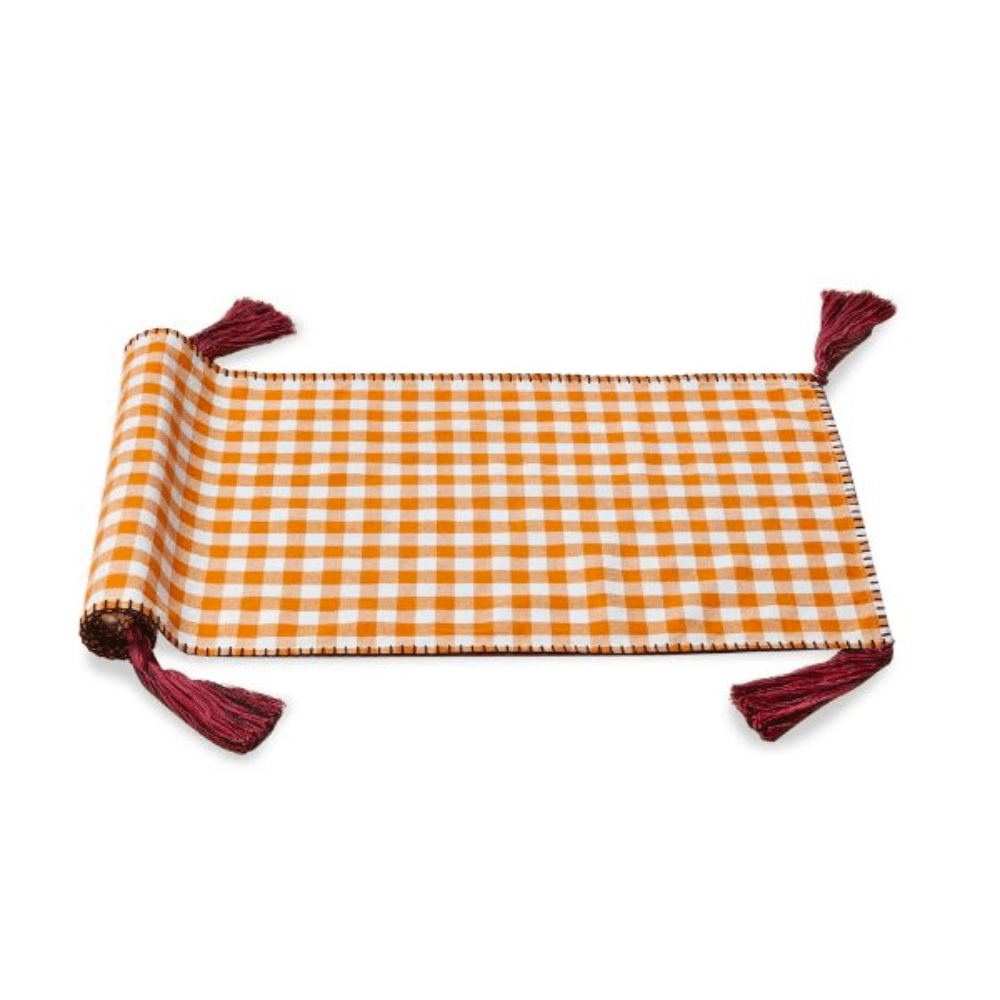 Orange Gingham Table Runner w/ Tassels - Shop Sweet Lulu