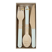 Wooden Cutlery Set - Mint, Shop Sweet Lulu