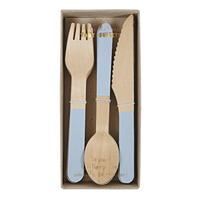 Wooden Cutlery Set - Soft Blue, Shop Sweet Lulu