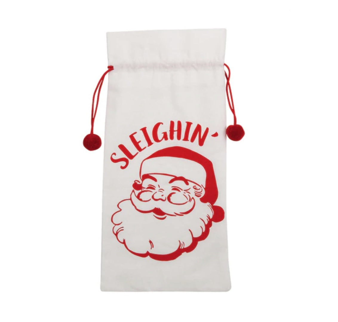 Cloth "Sleighin" Wine Bottle Bag