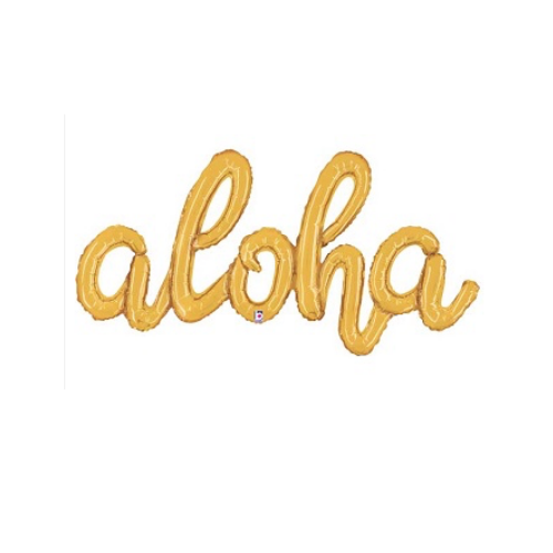 Gold "Aloha" Script Balloon