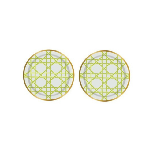 Green Geometric Patterned Plates