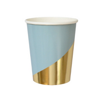 Baby Blue and Gold Colorblock Cups 