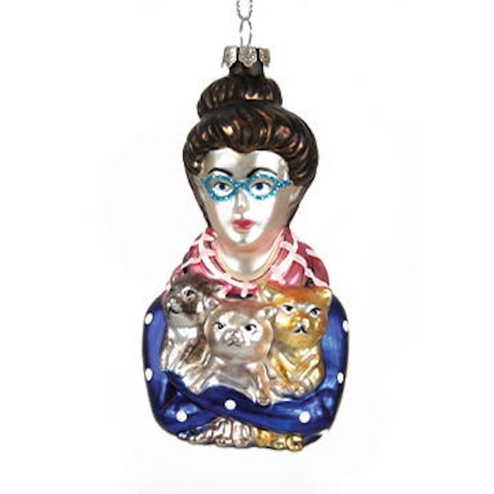 Jollity & Co, Cat Lady Ornament, Holiday Ornament, Cat Enthusiast, Crazy Cat Lady Ornament