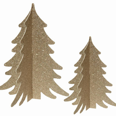 Tabletop Gold Glitter Trees