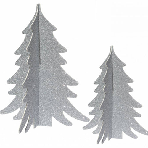 Tabletop Silver Glitter Trees