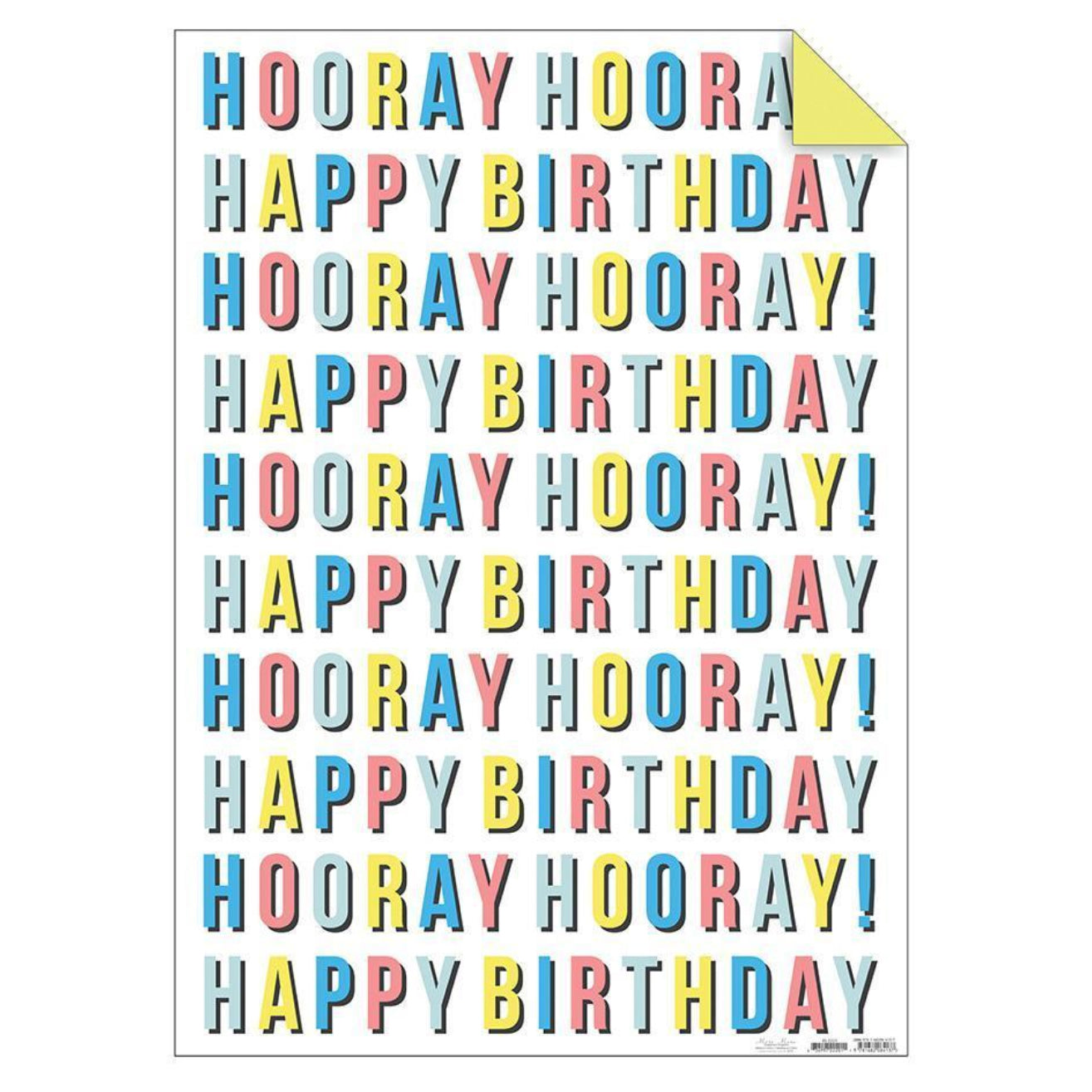 Pastel "Happy Birthday Hooray" Gift Wrap Sheets