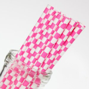 Checkered Paper Straws - 10 Color Options