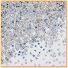 silver holographic star confetti