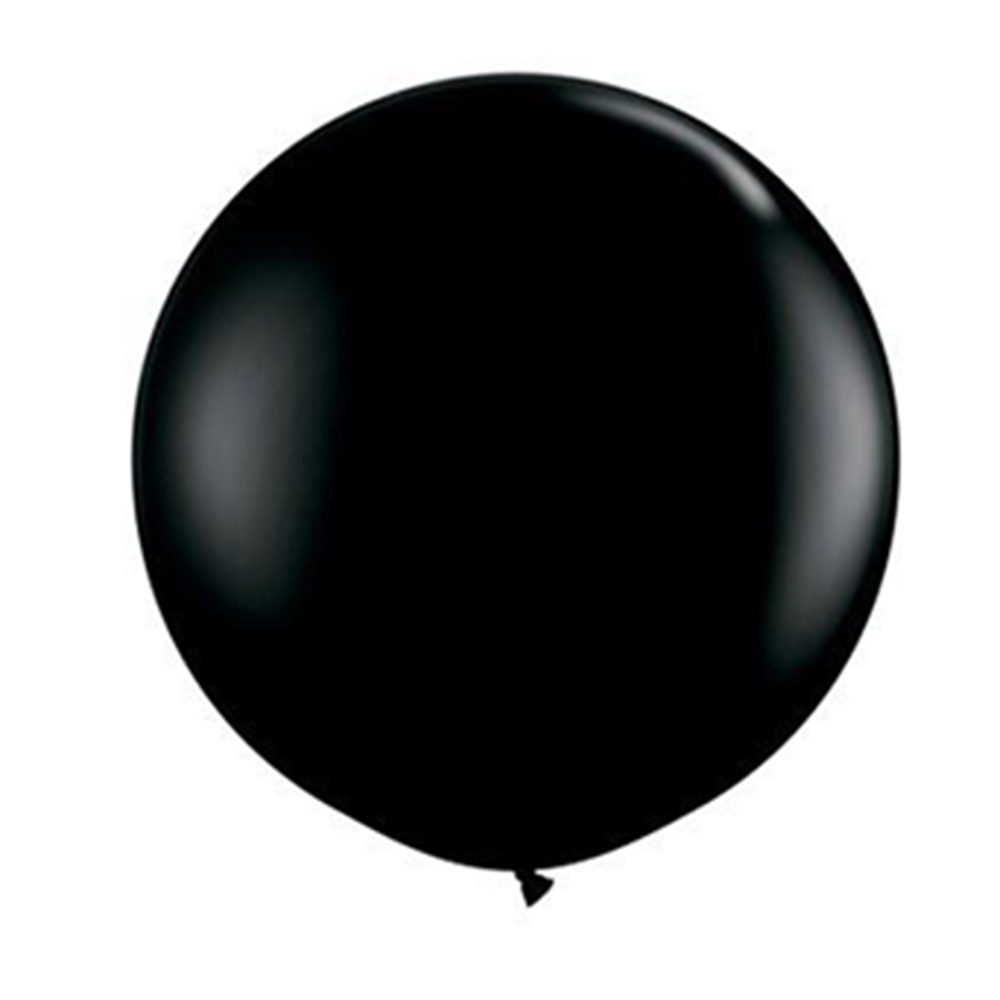 Large round black latex balloon.