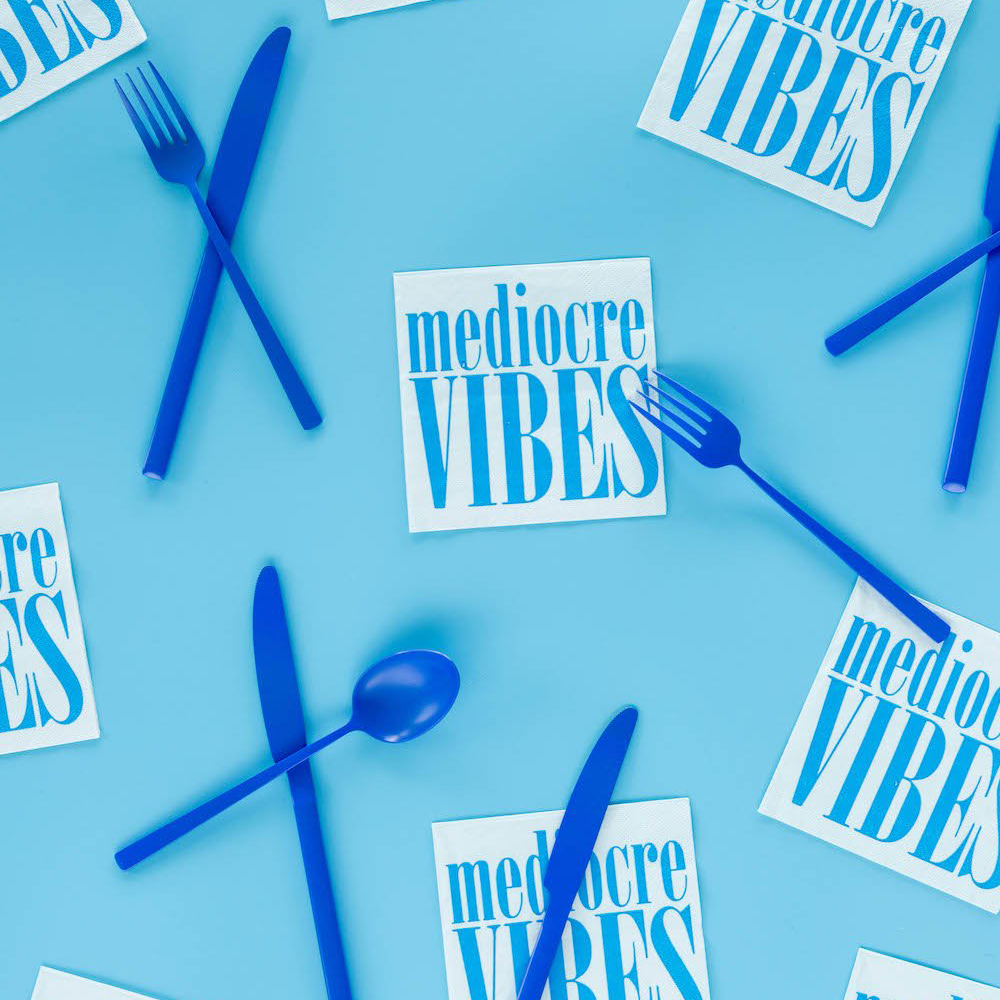 "Mediocre Vibes" Cocktail Napkins from Jollity & Co